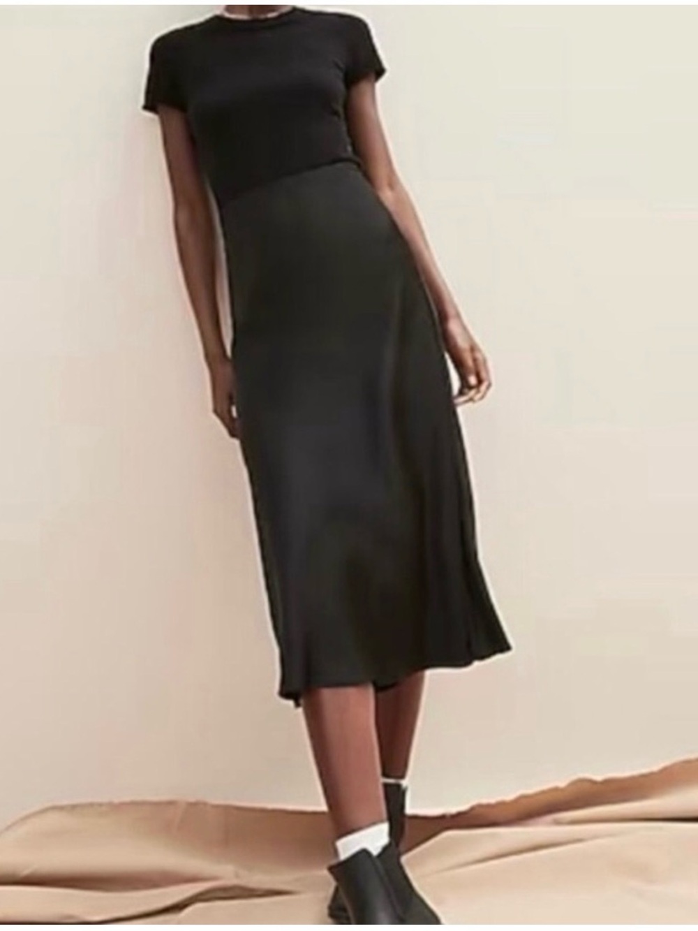 J. Crew Black Midi Slip Skirt
